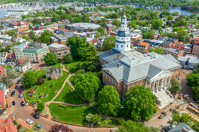 aerial view of Maryland State House