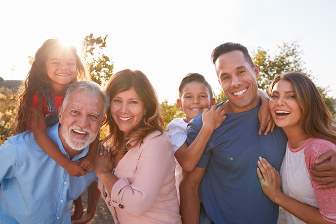 portrait of multi-generational hispanic family